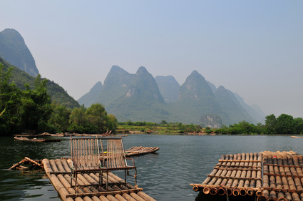 Radeaux de bambous de la rivière Li